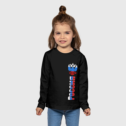 Детский лонгслив Россия и герб в виде флага триколора / 3D-принт – фото 5