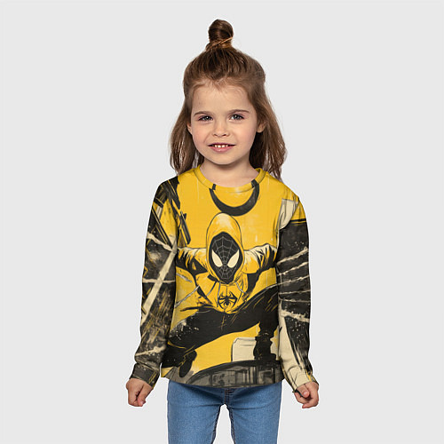 Детский лонгслив Черный человек-паук / 3D-принт – фото 5