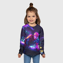 Лонгслив детский Человек-паук неоновый свет, цвет: 3D-принт — фото 2