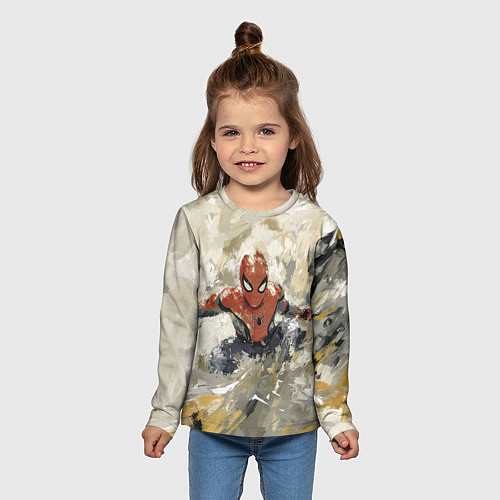 Детский лонгслив Человек - паук маслом / 3D-принт – фото 5