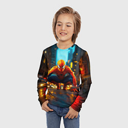 Лонгслив детский Человек паук на старте, цвет: 3D-принт — фото 2