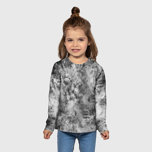 Детский лонгслив Серый тай дай - абстракция / 3D-принт – фото 5