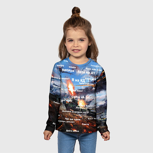 Детский лонгслив Сленг геймеров танкистов / 3D-принт – фото 5