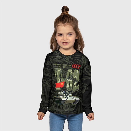 Детский лонгслив Танк Т-62 советский средний танк / 3D-принт – фото 5