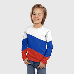 Лонгслив детский Флаг России волной, цвет: 3D-принт — фото 2