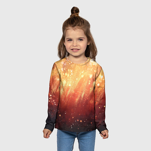 Детский лонгслив Желто-красная текстура блестящая / 3D-принт – фото 5