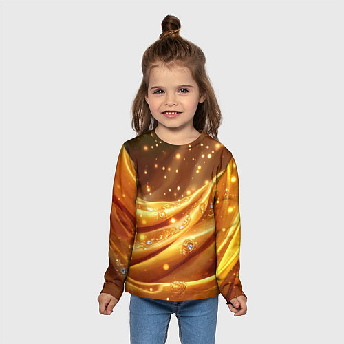 Детский лонгслив Золотая ткань с блестками / 3D-принт – фото 5