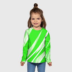 Лонгслив детский Яблочный зелёный абстракция с полосами, цвет: 3D-принт — фото 2