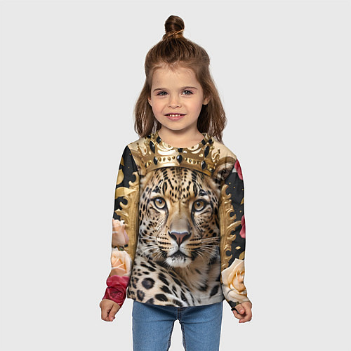 Детский лонгслив Королевский леопард / 3D-принт – фото 5