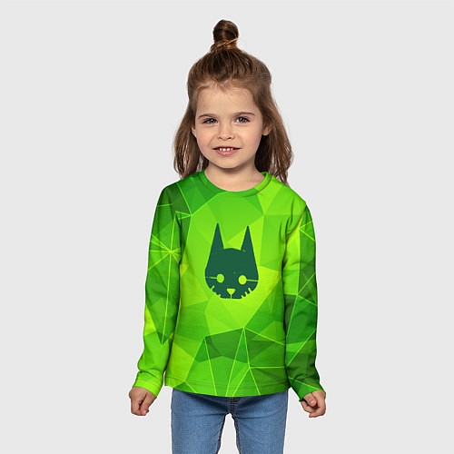 Детский лонгслив Stray green poly / 3D-принт – фото 5