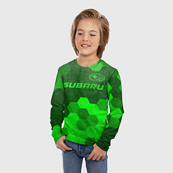 Лонгслив детский Subaru - green gradient посередине, цвет: 3D-принт — фото 2