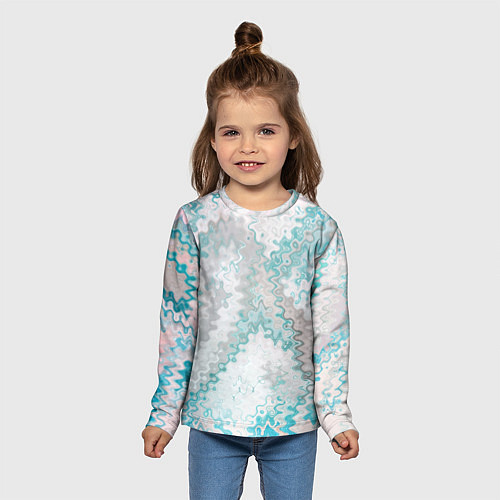 Детский лонгслив Серо-бирюзовый абстрактный / 3D-принт – фото 5