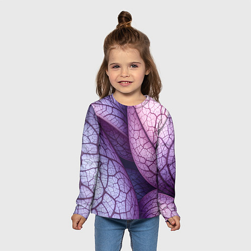 Детский лонгслив Прожилки экзотического растения / 3D-принт – фото 5