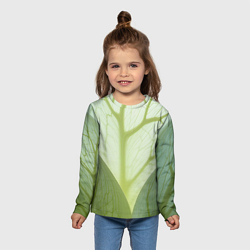 Детский лонгслив Макро съемка листа / 3D-принт – фото 5