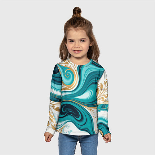 Детский лонгслив Бирюза и золото / 3D-принт – фото 5