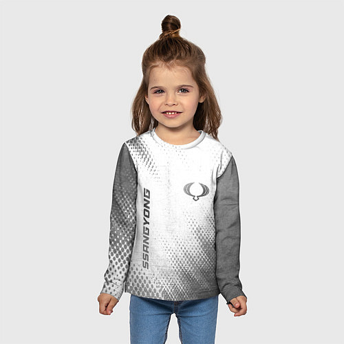 Детский лонгслив SsangYong - white gradient вертикально / 3D-принт – фото 5