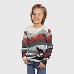 Лонгслив детский Лиса и красные горы, цвет: 3D-принт — фото 2