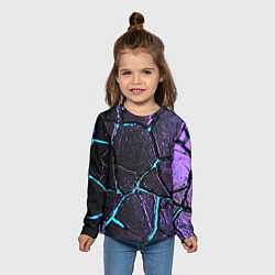 Лонгслив детский Фиолетовые плиты с голубым свечением, цвет: 3D-принт — фото 2