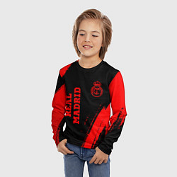 Лонгслив детский Real Madrid - red gradient вертикально, цвет: 3D-принт — фото 2
