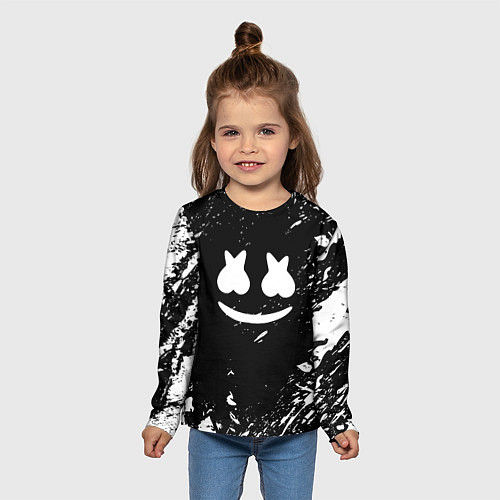 Детский лонгслив Marshmello брызги красок / 3D-принт – фото 5