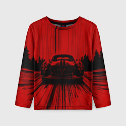 Лонгслив детский Спорткар на красном фоне, цвет: 3D-принт
