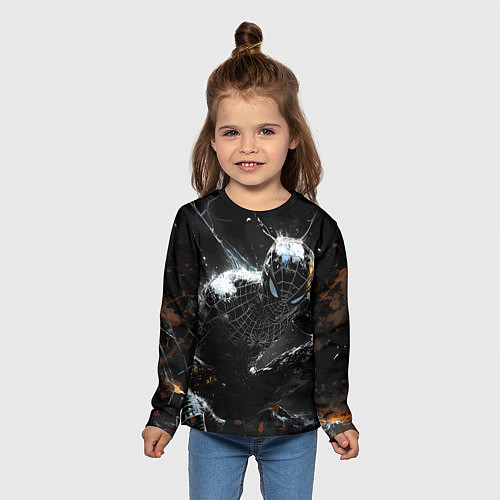 Детский лонгслив Человек-паук в черном костюме / 3D-принт – фото 5
