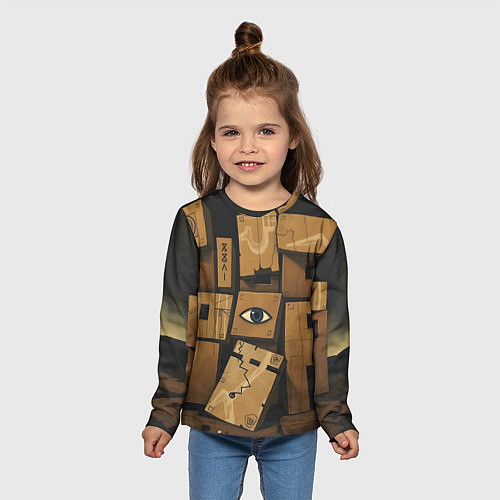 Детский лонгслив Коробки и глаз / 3D-принт – фото 5