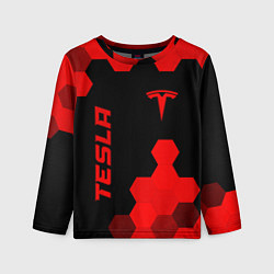 Лонгслив детский Tesla - red gradient вертикально, цвет: 3D-принт