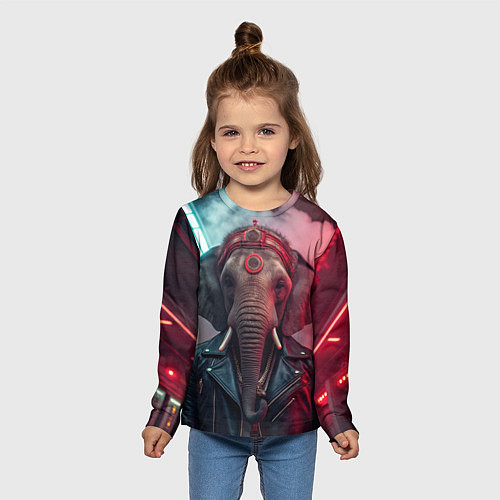 Детский лонгслив Cyberpunk elephant / 3D-принт – фото 5