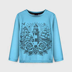 Лонгслив детский Маяк с розами и кораблем, цвет: 3D-принт