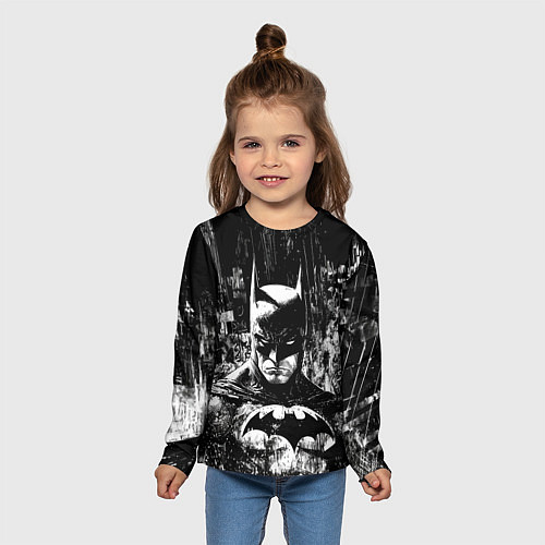 Детский лонгслив Бэтмен черно-белый стиль / 3D-принт – фото 5