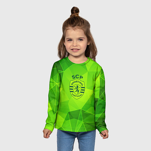 Детский лонгслив Sporting green poly / 3D-принт – фото 5