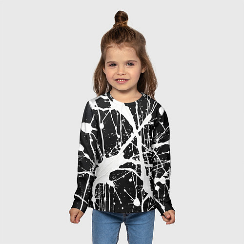 Детский лонгслив Брызги белой краски / 3D-принт – фото 5
