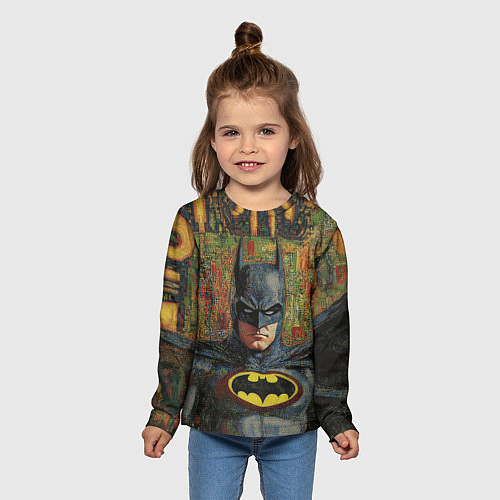 Детский лонгслив Текстурный Бэтмен / 3D-принт – фото 5