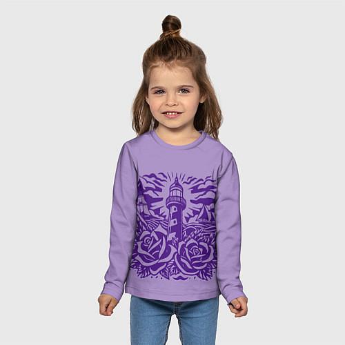 Детский лонгслив Маяк с розами и корабли / 3D-принт – фото 5