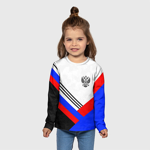 Детский лонгслив Герб России - минимализм / 3D-принт – фото 5