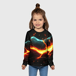 Лонгслив детский Лава в черной текстуре, цвет: 3D-принт — фото 2