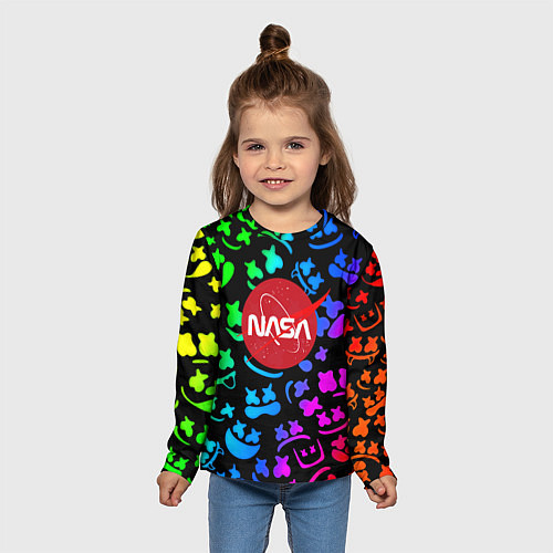 Детский лонгслив Marshmello x NASA gradient / 3D-принт – фото 5