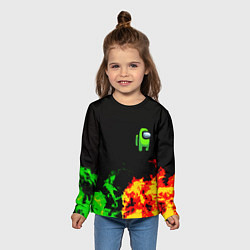 Лонгслив детский Амонг ас огненная текстура, цвет: 3D-принт — фото 2