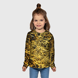 Лонгслив детский Золотое плетение на черном, цвет: 3D-принт — фото 2