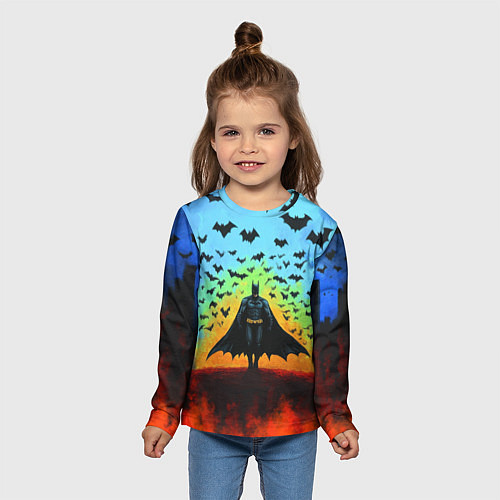 Детский лонгслив Бэтмен и летучие мыши / 3D-принт – фото 5