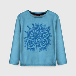 Лонгслив детский Штурвал и три розы, цвет: 3D-принт