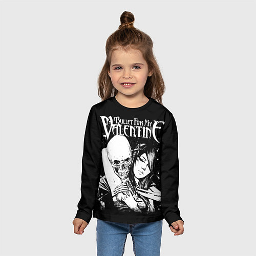 Детский лонгслив Bullet for my valentine black / 3D-принт – фото 5