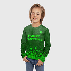 Лонгслив детский Poppy Playtime - green gradient посередине, цвет: 3D-принт — фото 2