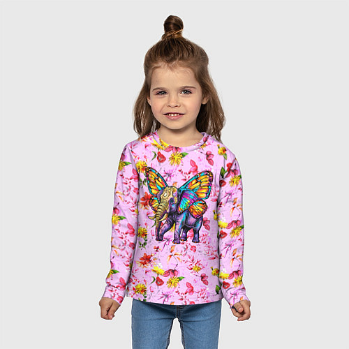 Детский лонгслив Слон с крыльями бабочки / 3D-принт – фото 5