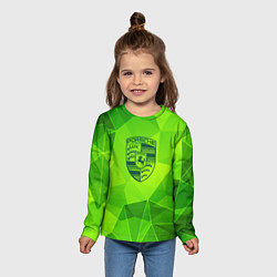 Лонгслив детский Porsche green poly, цвет: 3D-принт — фото 2