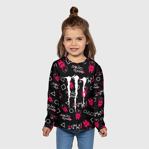 Детский лонгслив Monster energy x Ojingeo geim / 3D-принт – фото 5