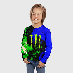 Лонгслив детский Monster energy кислотный огонь, цвет: 3D-принт — фото 2