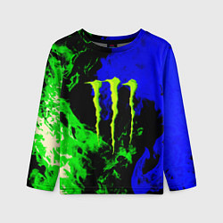 Лонгслив детский Monster energy кислотный огонь, цвет: 3D-принт
