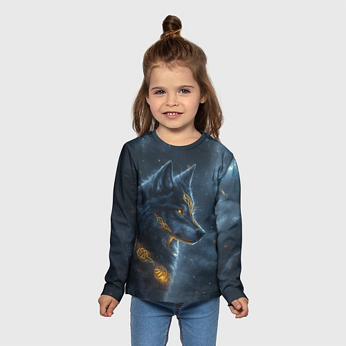 Детский лонгслив Волк фэнтези стиль / 3D-принт – фото 5